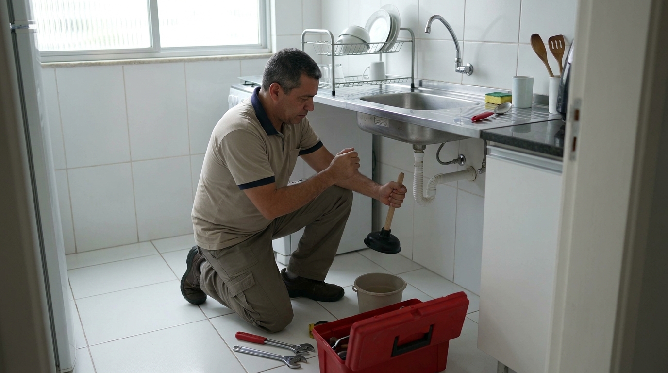 Desentupimento de pia residencial na Muribeca, Jaboatão dos Guararapes‑PE