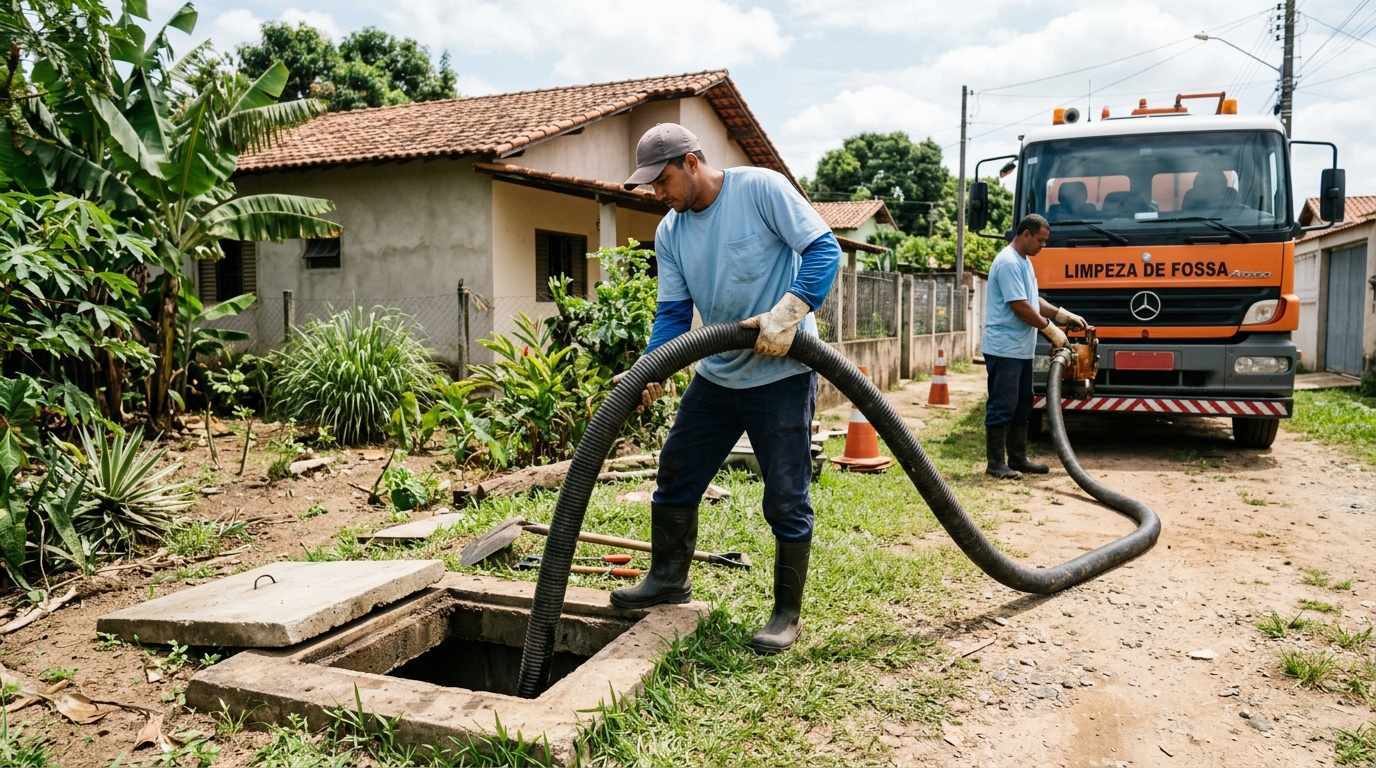 Limpeza de fossa séptica residencial em Prazeres, Jaboatão dos Guararapes‑PE